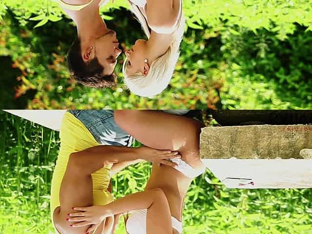 Hot Blonde Gets a Cock Booster in the Garden