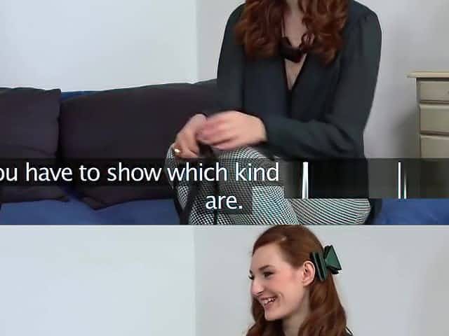 Tall Russian redhead fucks in casting