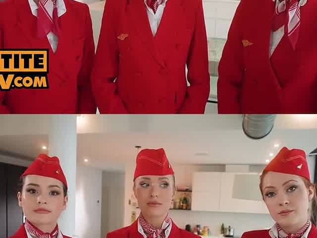 All Girl Air Steward Trio Turns Fourway With An With Angelika Grays And Cherry Candle