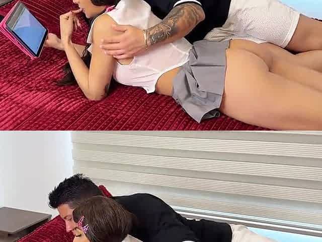 Chubby latina lady with big tits and ass gets railed hard by her stepdad in her bedroom