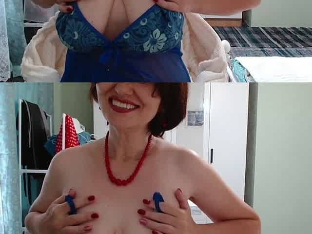 Mature MILF Caresses Huge Titty Halos