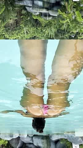 Hot Monika Fox In Pink Bikini Swims In Pool And Walks