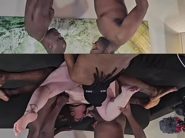 BBW FIRST BBC GANGBANG - Big ass fatty takes monster cocks in interracial foursome orgy