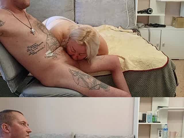 Stepmom Gives Blowjob and Jerks off a Dick
