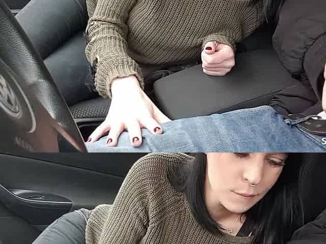 German Girlfriend Give Date a Blowjob at Car and Swallow While Boyfriend Wait Upstairs