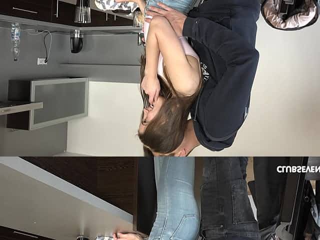 After walking Evelina Darling and her boyfriend enjoy sex on the chair