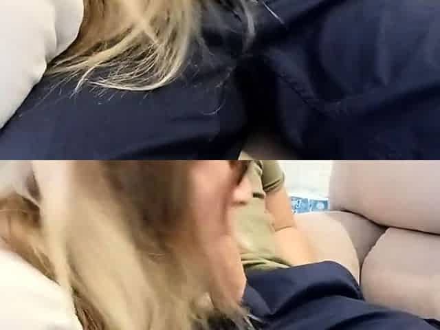 Blonde Babe's Clothes Ruined by Extreme Bukkake Before Work