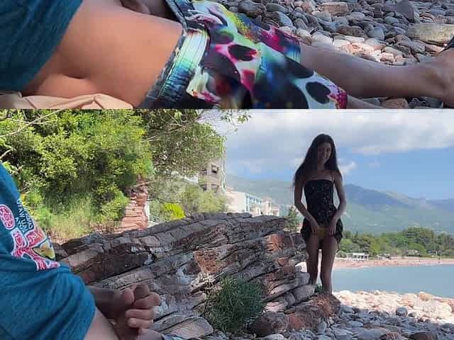 Katty West - Public Dick Flashing On The Beach - Girl Saw My Cock And Helped Me Cum