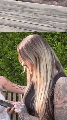 Two hot tattoed brunettes share and fuck one huge cock