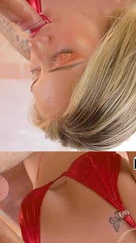 Sara Blonde Sexy Big Tits Columbian Hottie POV Deepthroat and Swallow Blowjob