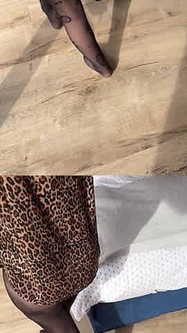 he comes to ask for a blowjob while I'm getting ready and he cums on my nylon