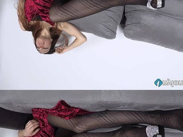 Astonishing Brunette Elettra Enjoys Playing with Her Beautiful Feet on the Couch
