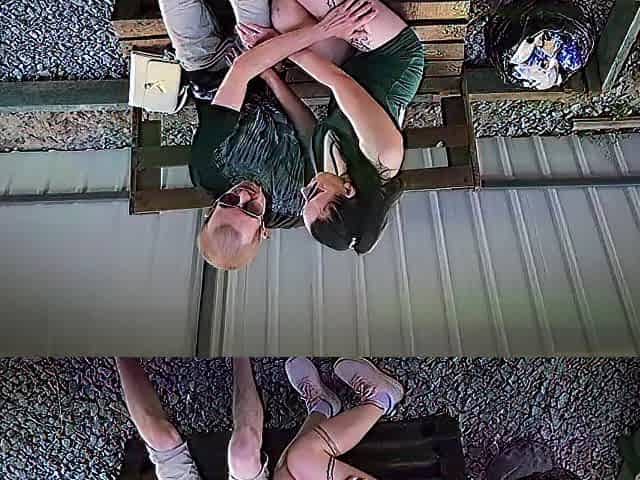 A pair in love is having coarse screwing in public in the park