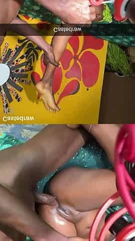 Afro : This babe takes his nasty BBC in her Anal so easily