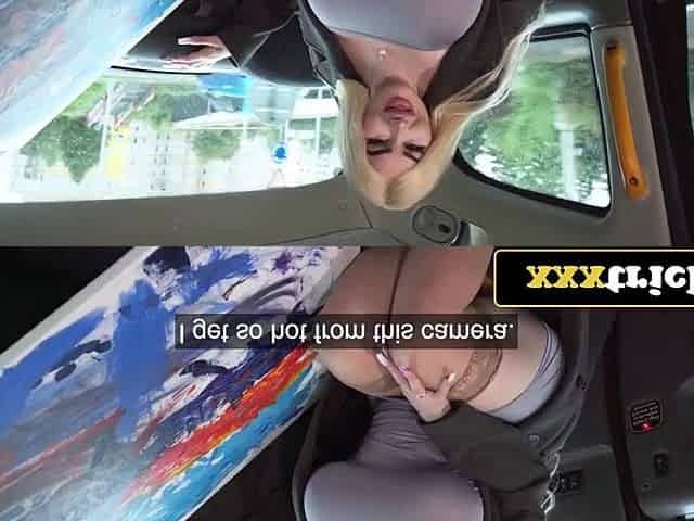 Married Golden-haired Bimbo Goes Wild on Taxi Driver's Penis