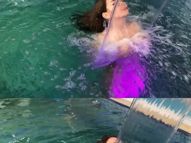 hot teen swims in the pool and then plays with her snatch