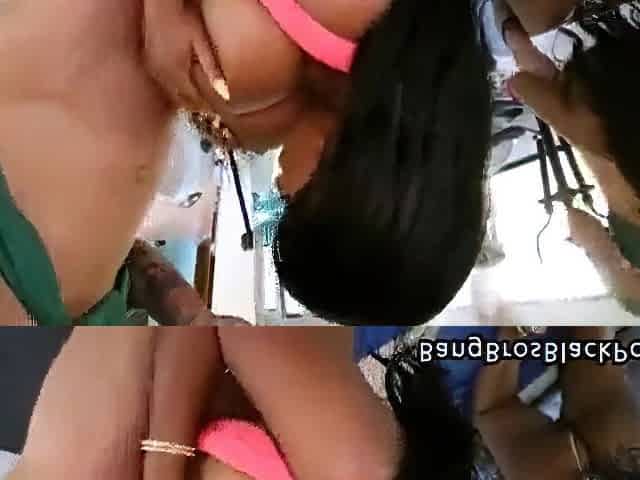 Black brunette hair natural double J titties 1