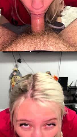 Hot blonde and redhead give hardcore pov blowjob