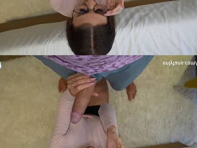 Real hotel boss with large hard-on provides homemade 4K facial jizz flow on glasses with teenager black-haired babe.