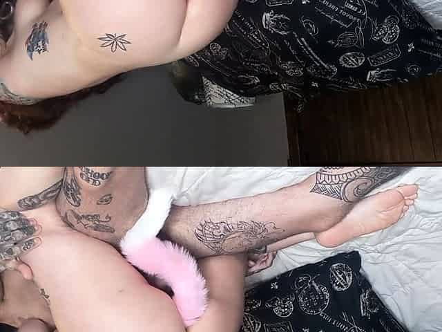 Pink labia close up of naive brunette