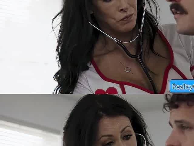 See This Large Tit Aged Nurse in Hawt Red Pants and Brassiere Seduces Her Patient