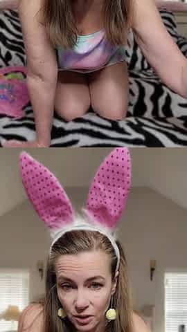 Naughty Easter Bunny Rides Her Thick Dildo Hard