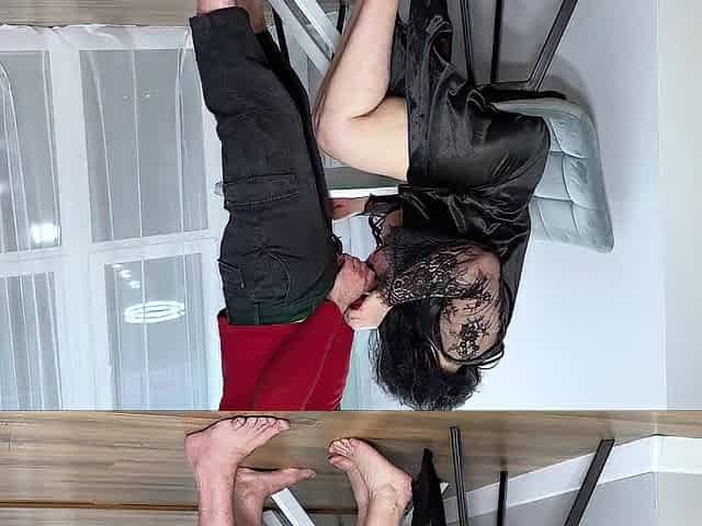 mother I'd like to fuck with large boobs turned on his jock and got screwed in the booty
