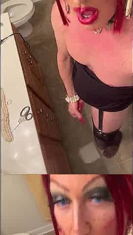 Sissy floozy in the mirror
