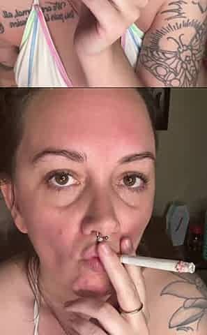 Chery Trees smoking in a bikini