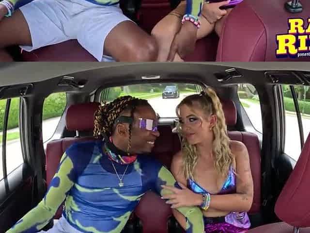 Golden-haired Raver Sucks And Screws Ebony Boyfriends' Penis In Ride Share BBC