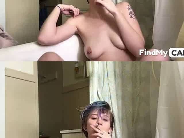 Smoking Hot Solo Female with Small Tits on Webcam in the Morning Bath