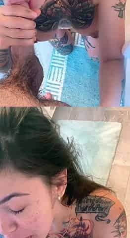 Amateur hands free close up blowjob