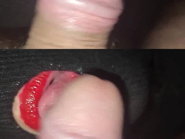 ASMR suck with red perfect lips - Gloss on Big HEAD Dick