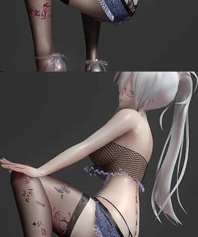 Wiggle; Lewd Tattoos; Humiliation; Split-crotch Thongs; Shorts; Black Stockings; Explosive Bust