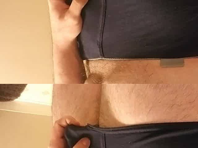 Pumped FTM shlong stands to pee