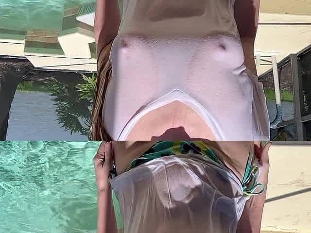 This babe teased me in the pool previous to the neighbors ruined a bj