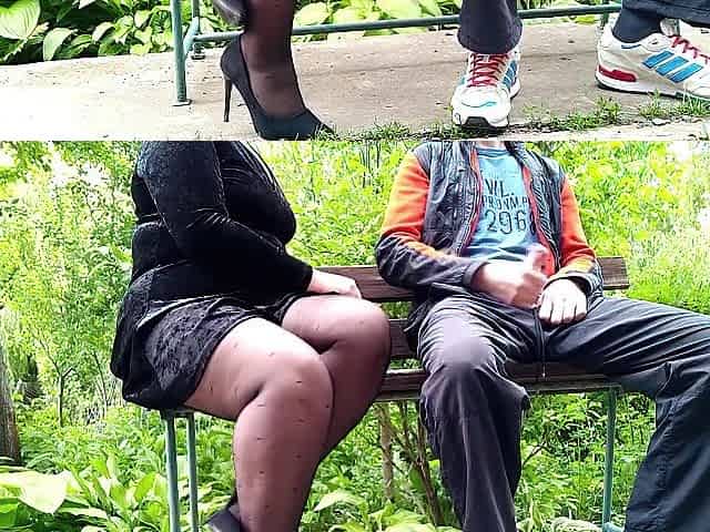 Pulled out his knob in front of his shy stepmother wearing hose