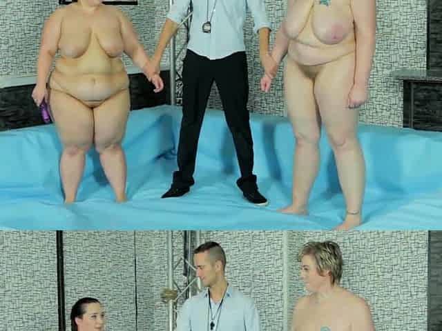 Curvy BBW wrestling and dildoing chubby babe