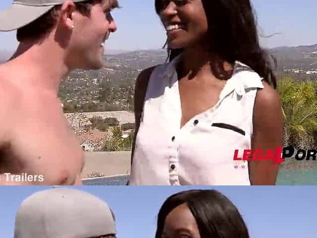 Pool male slips his white dong into Jezabel Vessir's yummy ebony pink vagina GP247
