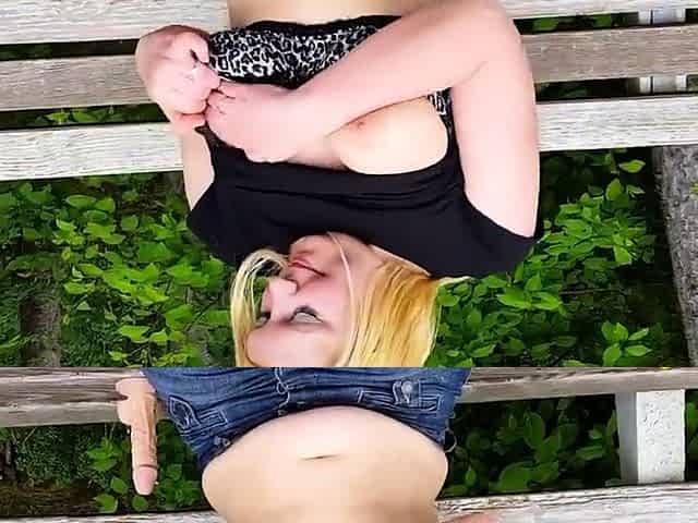 German Amateur MILF Plays with Dildo in Public Park
