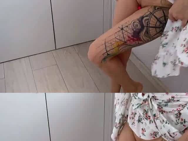 Blonde Tattooed Russian Babe Orgasms with Her Toy on Webcam