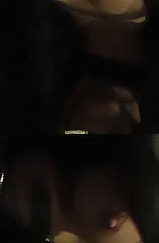 Sissy's night flashing breasts & public cumming behind road