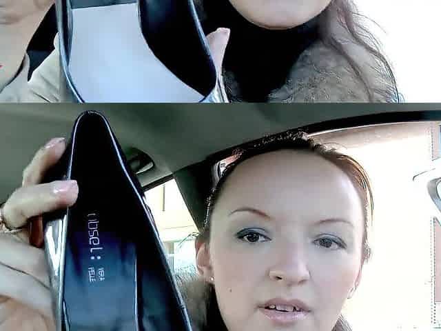 Revving and Driving in Ebony Hose and Grey High Heels