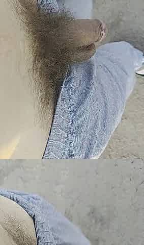 Large dong pissing and cumming outside