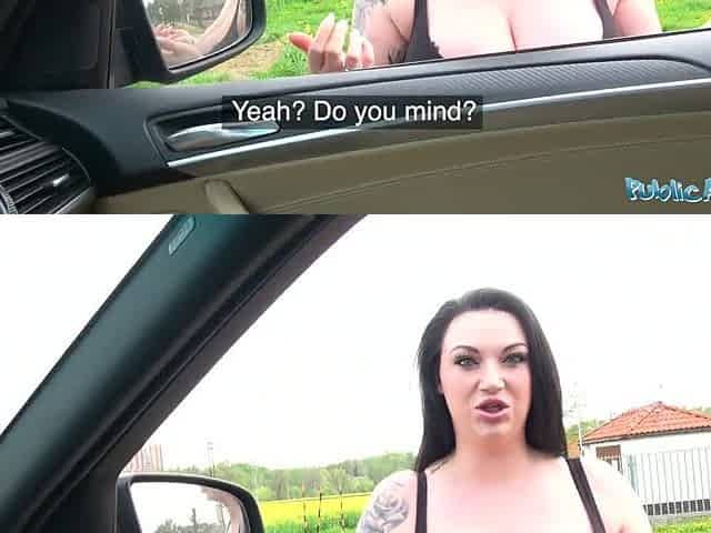 Public Agent Breasty British women sloppy oral job and screw in woods
