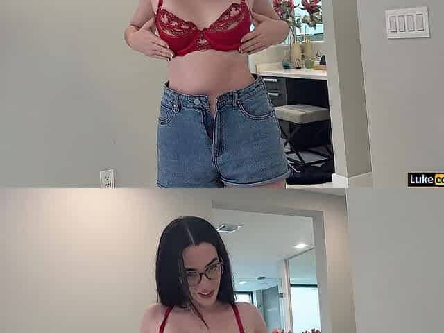 All Natural Curvy Stepsis Gets Lustful Trying On Underware - Violet Grey - Luke Cooper
