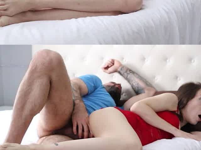 Stepson Sneaks in Stepmoms Bed and Fucks Her - Big Creampie