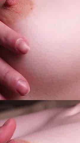 Homemade Close up of Tits Licking of Modest Wife