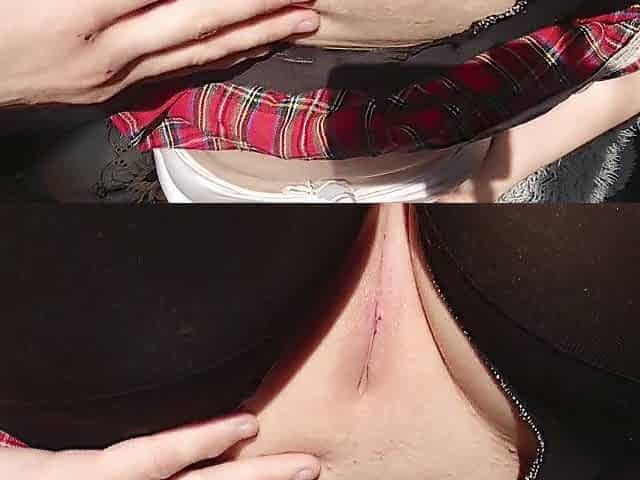 Close-up morning carnal massage of stepsister taut vagina