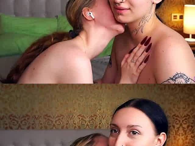 Steamy Lesbians Share an Imminent Kiss Under the Sheets While Showing Off Their Naked Bodies